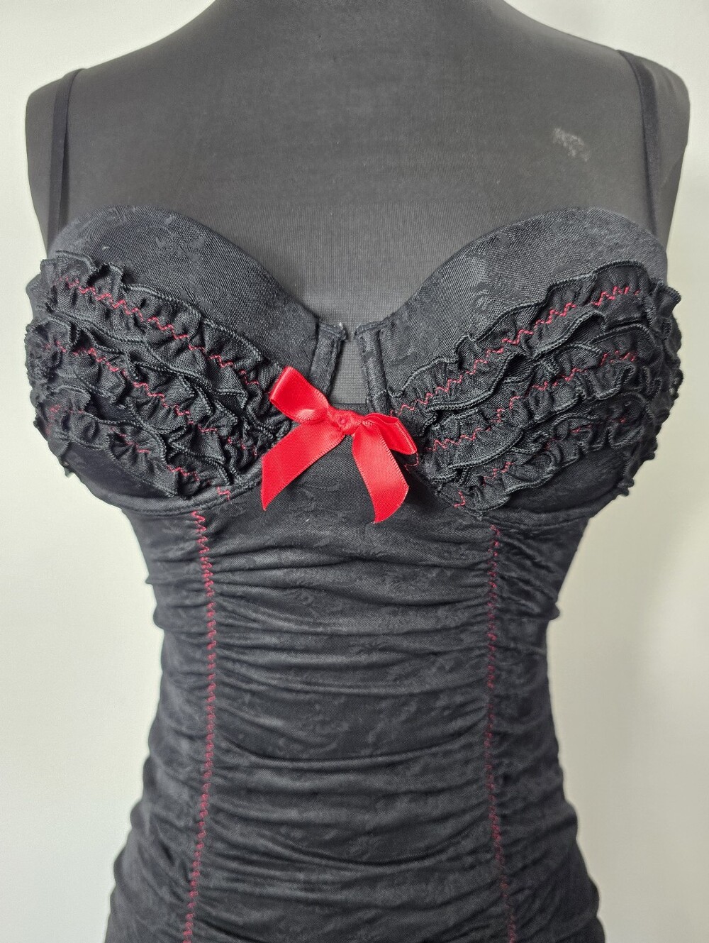Victoria's Secret Black Chemise with Red Bow Detail - Picture 3 of 5
